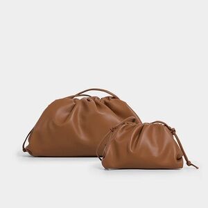 Elegant Brown Dumpling Clutch Bag